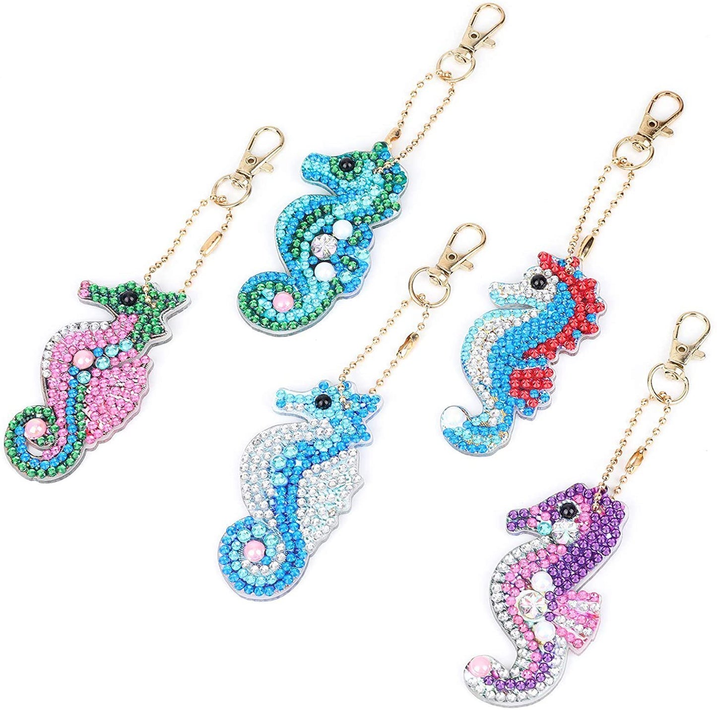 Diamond Painting Keychains Double Sided Mosaic Cat Design Art Project Set of 5 DIY Key Chain Craft Kit Gift Idea