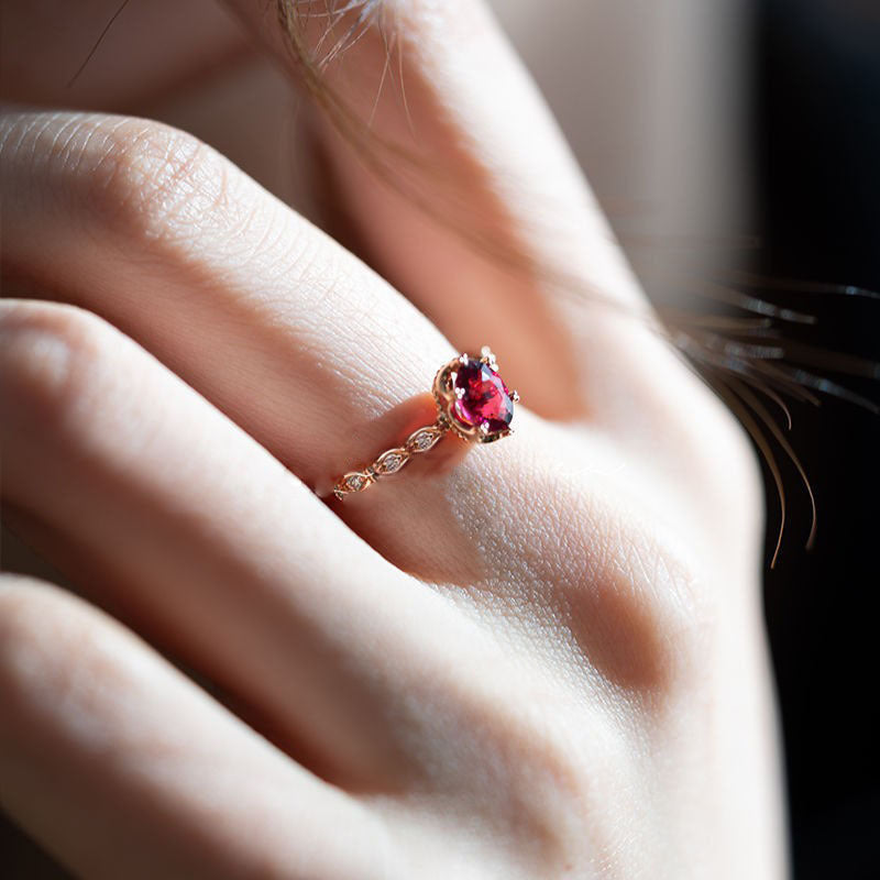 Geometrical Copper Ring With Faux Ruby And Tourmaline Inlaid Zircon Adjustable Open Design Fashion Jewelry Gift