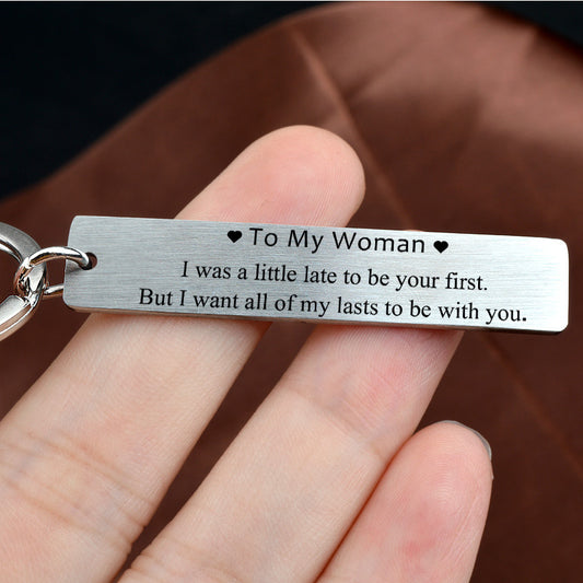 Matching Couple Keychains Stainless Steel Rectangle Key Rings Brushed And Mirror Finish 5cm Unisex Fashion Duo