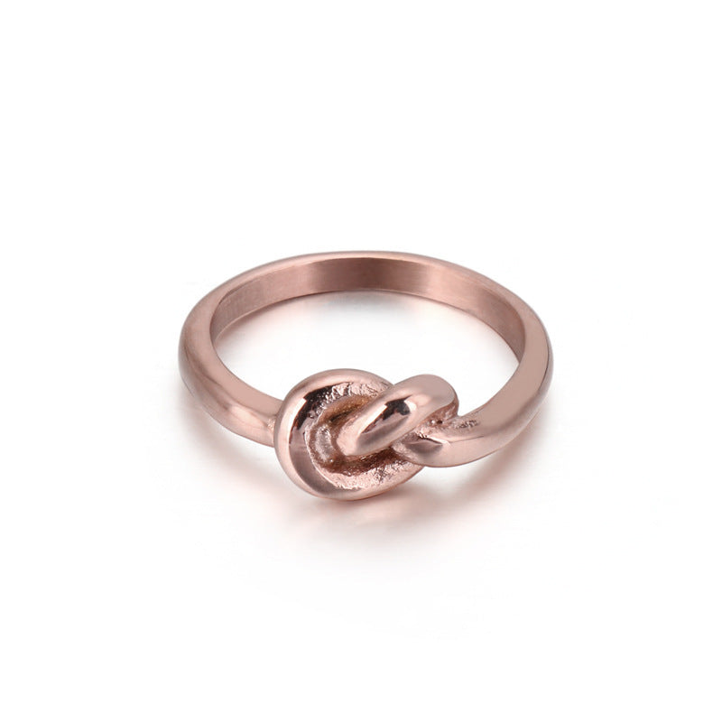 Knot Geometric Titanium Steel Ring Gold Tone Or Rose Gold For Women Size 6 7 8 9 Fashion Jewelry Everyday Wear Jewelry
