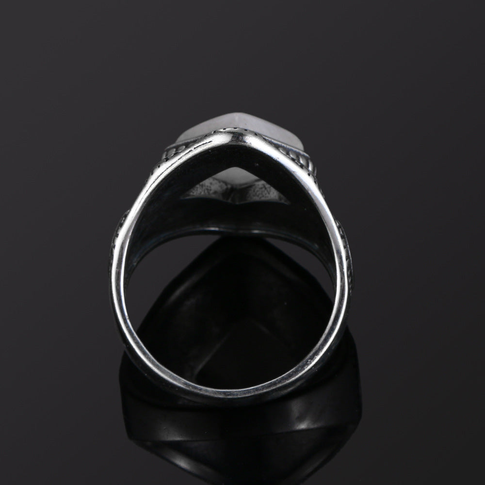 Vintage Ring Inlaid With Natural Blue Moonstone Gem For Women Individually Packed Ring National Style Geometry