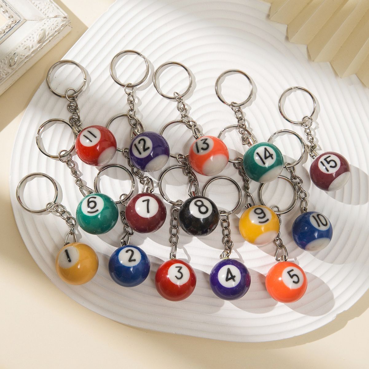 Billiards 8 Ball Keychain 25mm Black Plastic Chinese Style Pool Accessory For Players Compact Keyring Decor Art