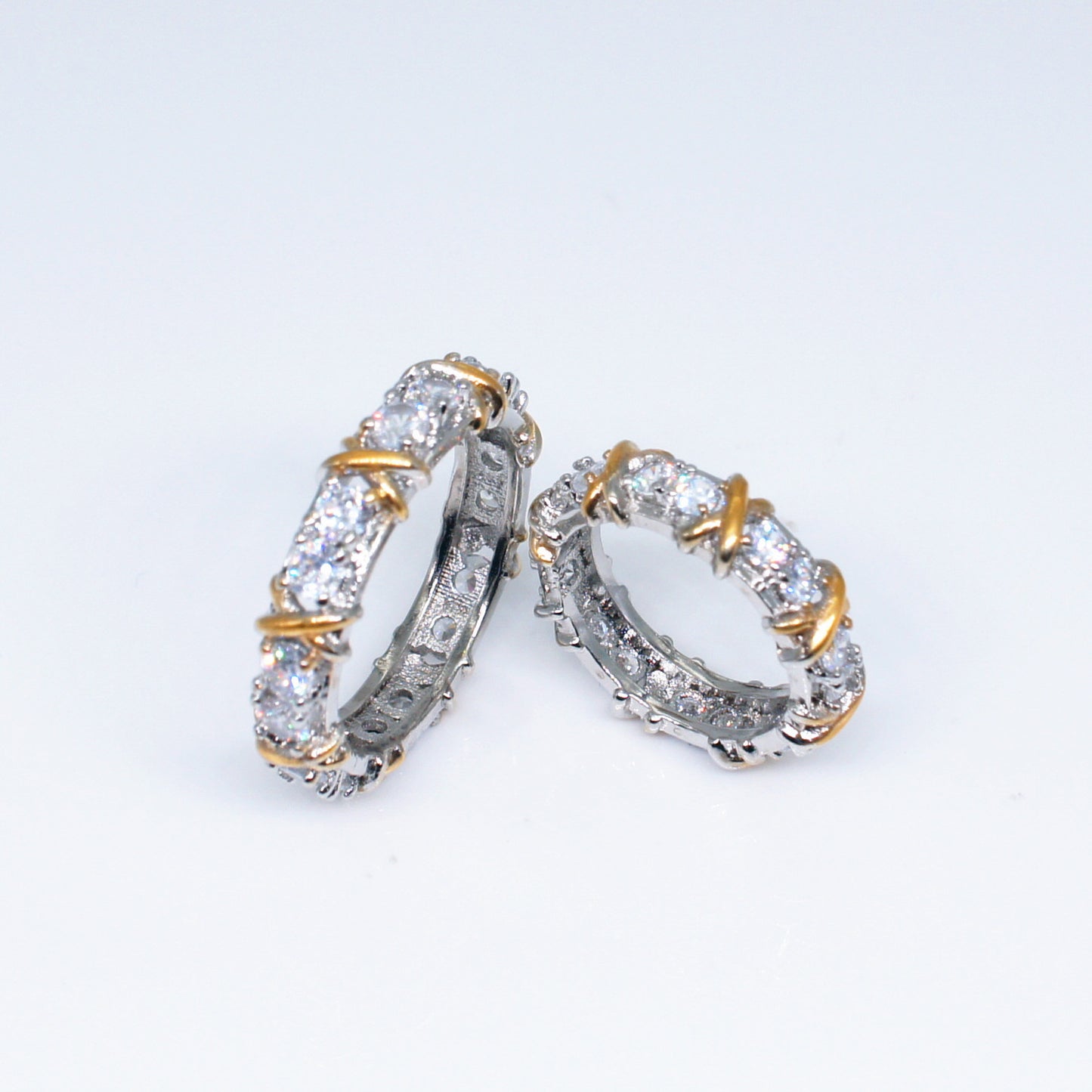 Gold Plated Zircon Ring With Geometric Inlay For Women