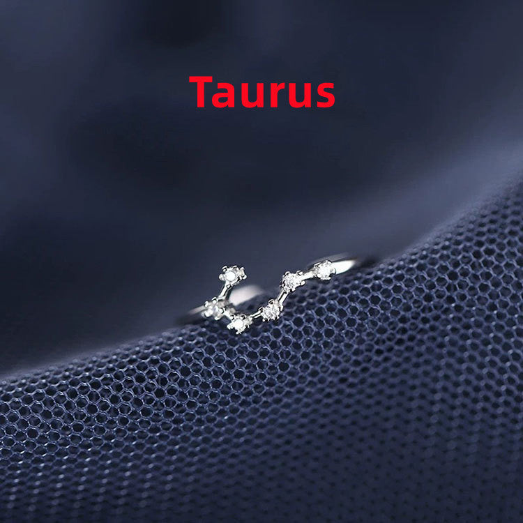 Silver Zodiac Sign Ring for Women and Girls Birthday Gift Electroplated Astrology Rings Aries Taurus Gemini Cancer Leo Virgo Libra Scorpio Sagittarius Pisces Aquarius Capricorn