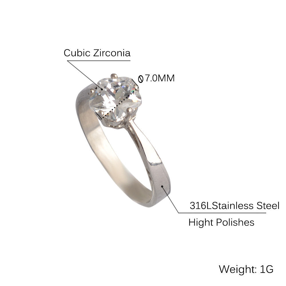 Women's Stainless Steel Heart Ring with 5A Zircon Stone Engagement Ring Perfect Gift for Her Geometric Metal Ring Available in Sizes 5 6 7 8 and 9
