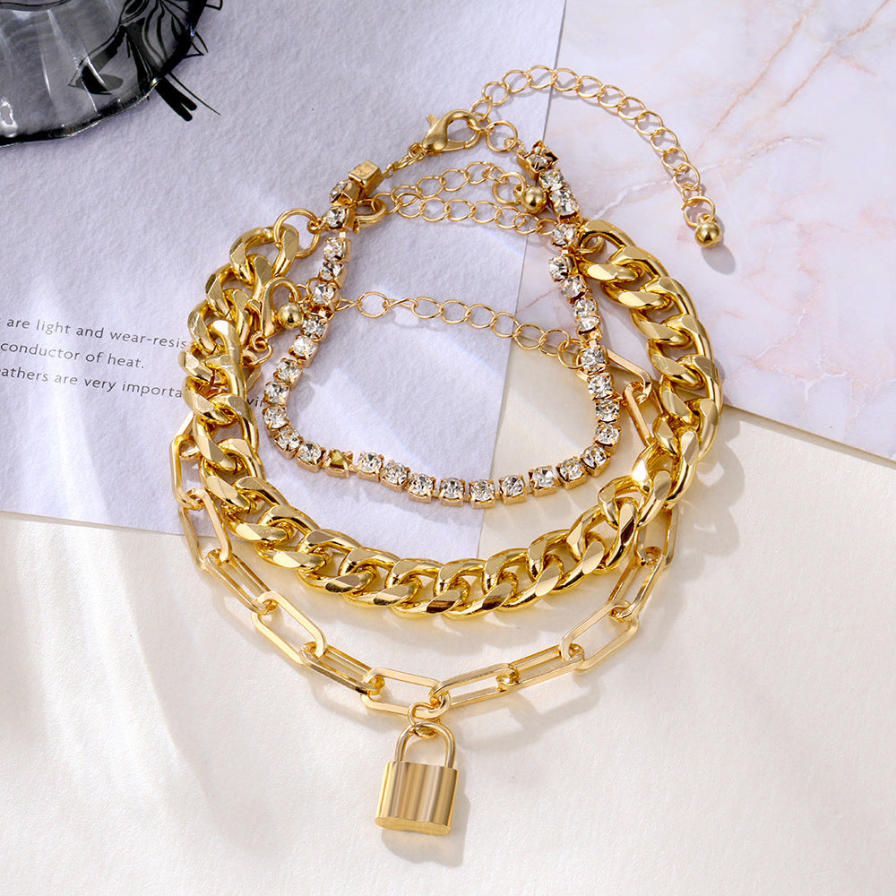 Womens Geometric Alloy Circle Buckle Bracelet Set Five Piece Plated Fashion Jewelry For Women Fashion Everyday