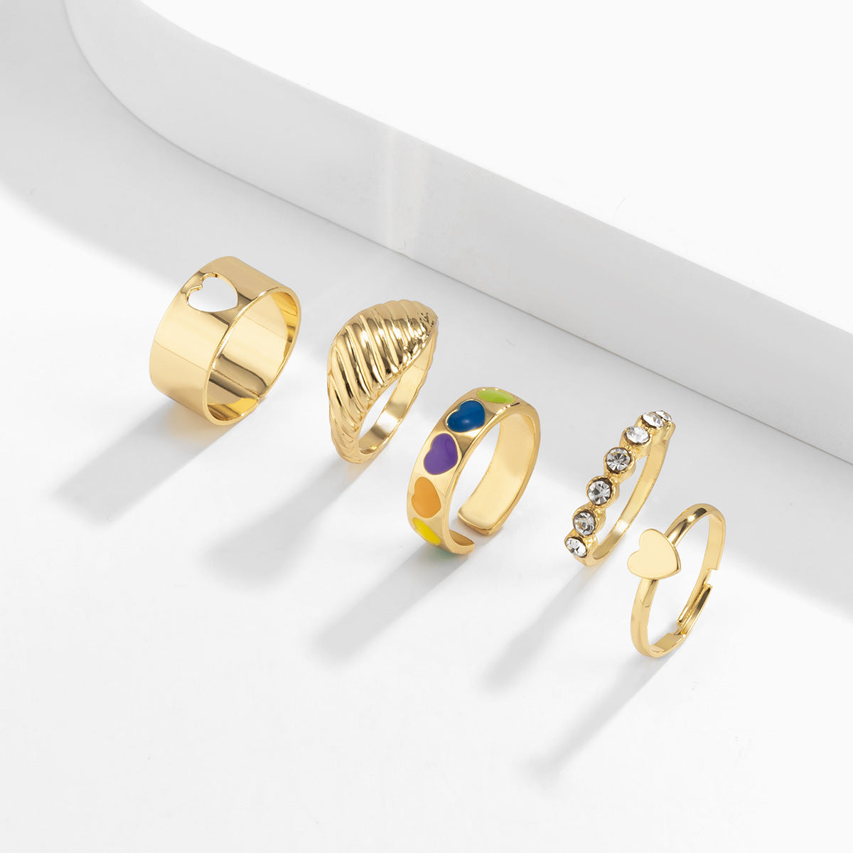 Mens Fashion Ring Set Electroplated Alloy Rhinestone Crystal Inlay Rings Hip Hop Jewelry For Men Hip Hop Style