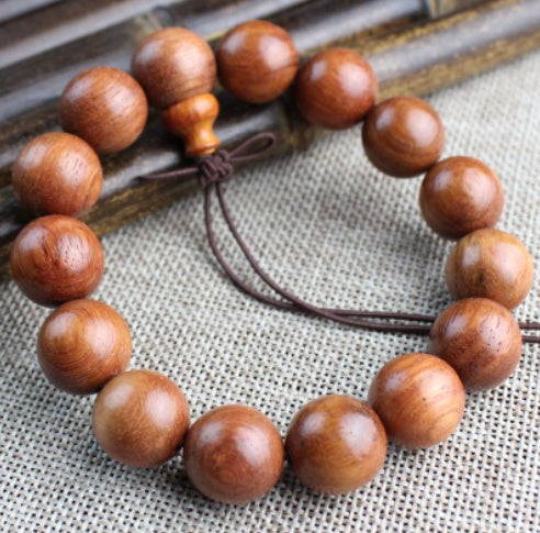 Rosewood Bracelet 108 Beads Ethnic Style Polished Wooden Beads Diameter 20mm Meditation For Gentle Focus Daily