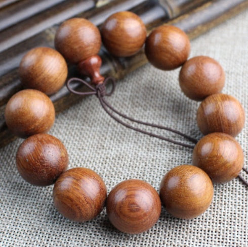 Rosewood Bracelet 108 Beads Ethnic Style Polished Wooden Beads Diameter 20mm Meditation For Gentle Focus Daily