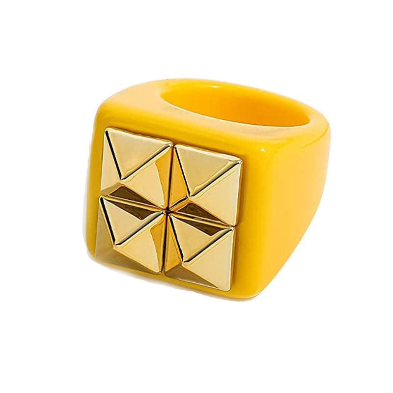 Womens Resin Rings Geometric Electroplated Rings Trendy Fashion Jewelry Statement Rings Must Have Fashion Women