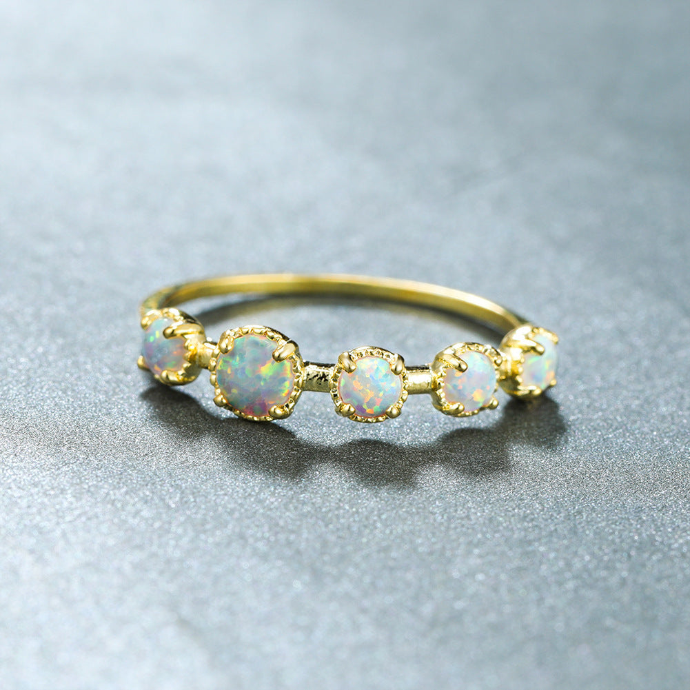 Gold Copper Ring For Women With White Opal Jewelry Size No 6 For Birthdays Holidays Weddings Elegant Accessory