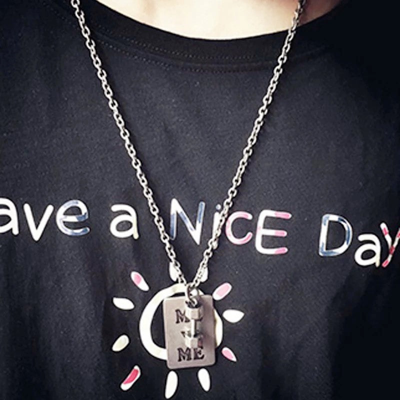 Unisex Titanium Steel Bracelets With Geometric Dumbbell Alloys Pendants Korean Fashion Jewelry Numbers Letters