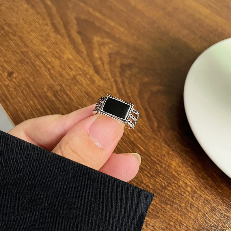 Sterling Silver Plated Adjustable Open Geometric Ring White Copper Niche Elegant Everyday Jewelry For Everyday