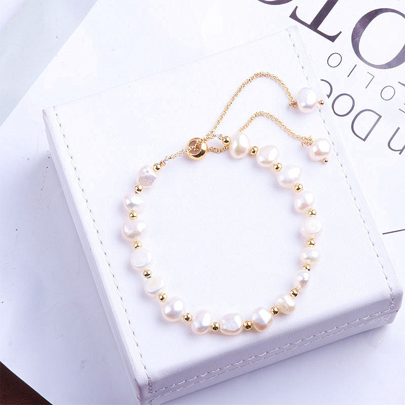 Womens Imitation Pearl Bracelet Sweet Special Shaped Beads Pull Out Design Elegant Bracelet For Women Gift Set