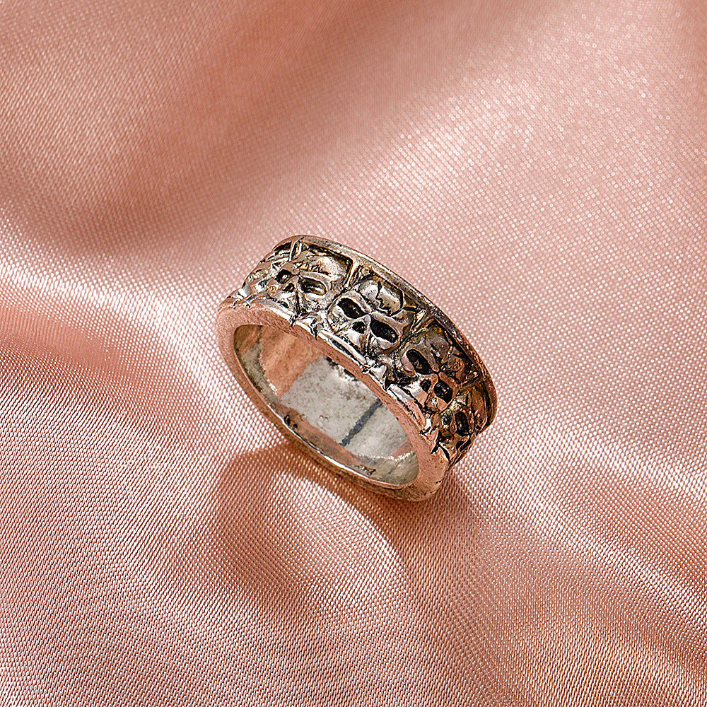 Womens Skull Ring Vintage Alloy Metal Ring Punk HipHop Geometric Design Ring Electroplated Finish Individually