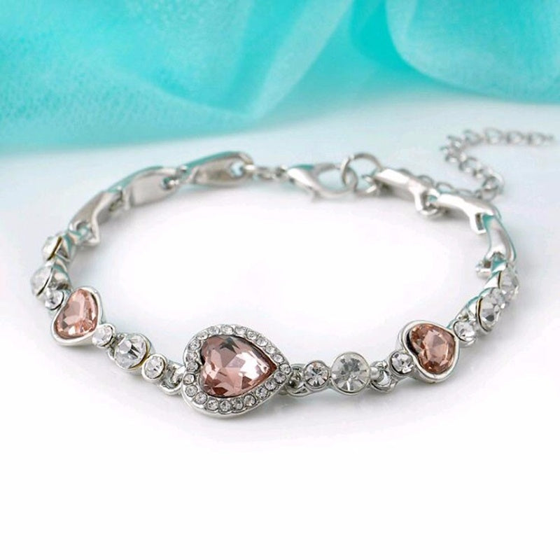 Heart Bracelet With Sparkling Blue Crystals Three Moving Hearts Symbolizing Love And Hope Jewelry Timeless Now