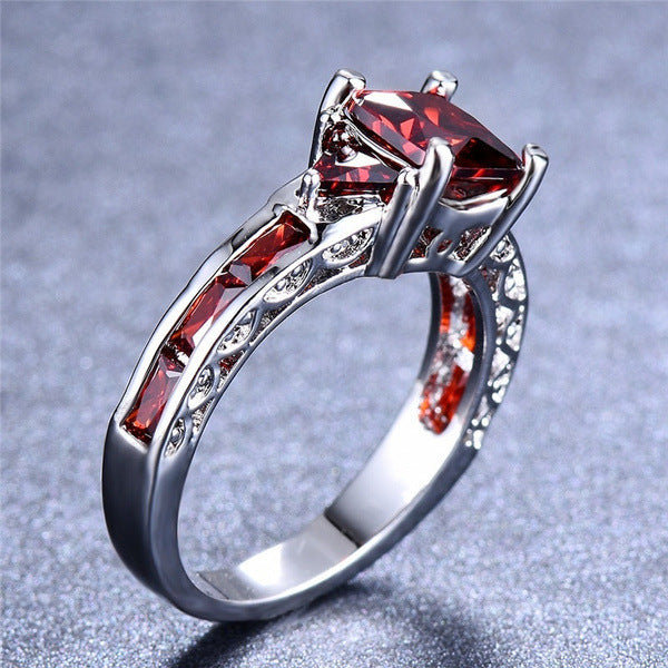 Womens Alloy Ring With Black Diamond Gem Inlay Fashion Jewelry And Artificial Gemstone Inlay Individually Packed