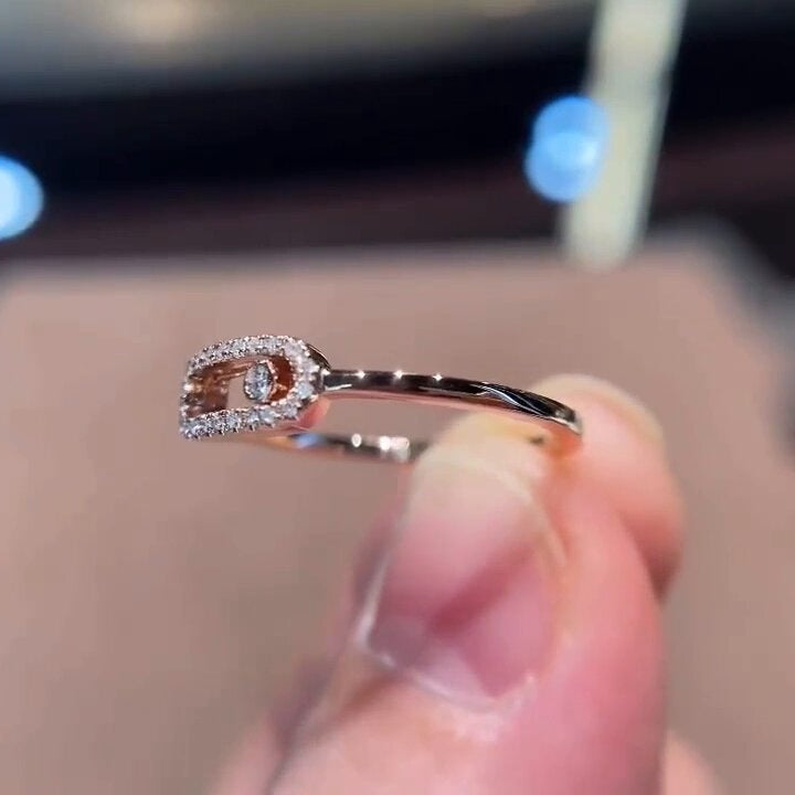 Women Open Mouth Adjustable Diamond Accent Ring Gold Copper