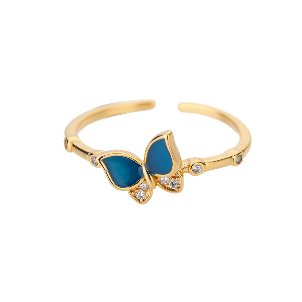 Womens Brass Butterfly Ring Adjustable Fashion Jewelry Beautiful Design Statement Ring Size 7 Stylish Everyday