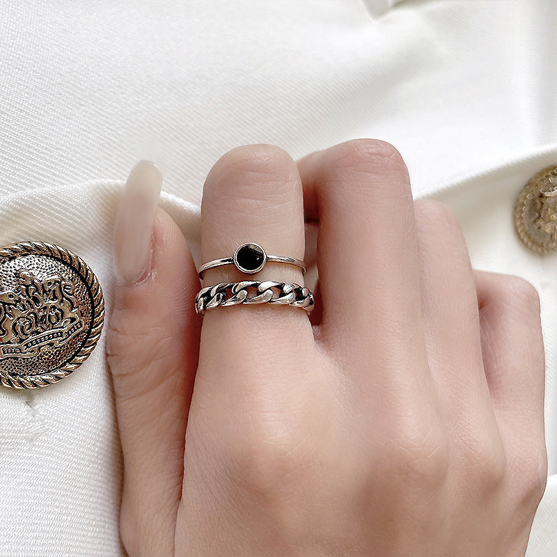 Sterling Silver Plated Adjustable Open Geometric Ring White Copper Niche Elegant Everyday Jewelry For Everyday