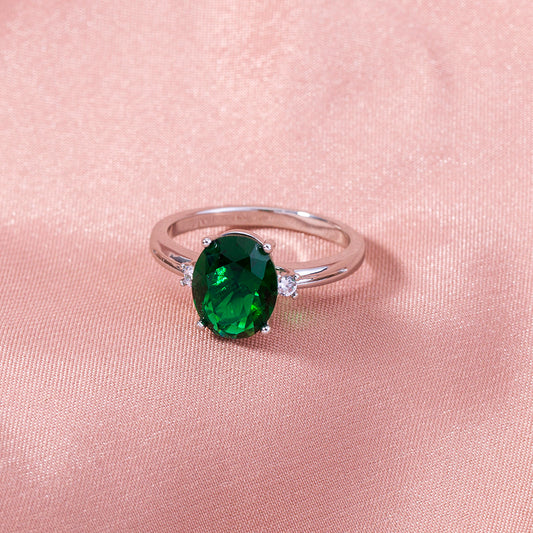 Womens Ring Adjustable Emerald Green Zircon Copper Ring Electroplated Fashion Jewelry European Ring For Europe