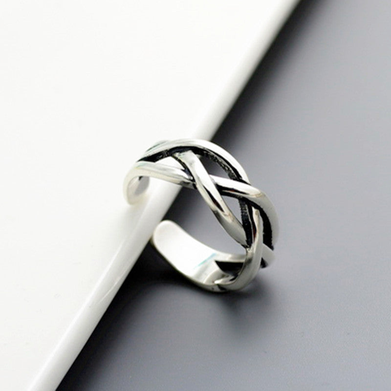 Geometric Copper Ring Vintage Distressed Marcasite Twist Mesh Diamond Check Elements Ring For Everyday Wear It