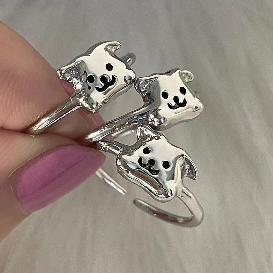 Unisex Alloy Open Ring Adjustable Electroplated Puppy Design Animal Zodiac Fashion Jewelry Gift Cute Alloy Open
