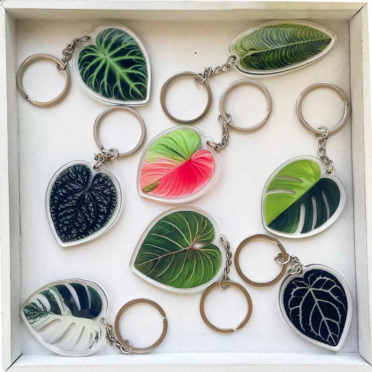 Leaf Keychain Acrylic Key Pendant Exquisite Flat Lightweight And Durable Design 6 Cm Length Ideal Key Accessory