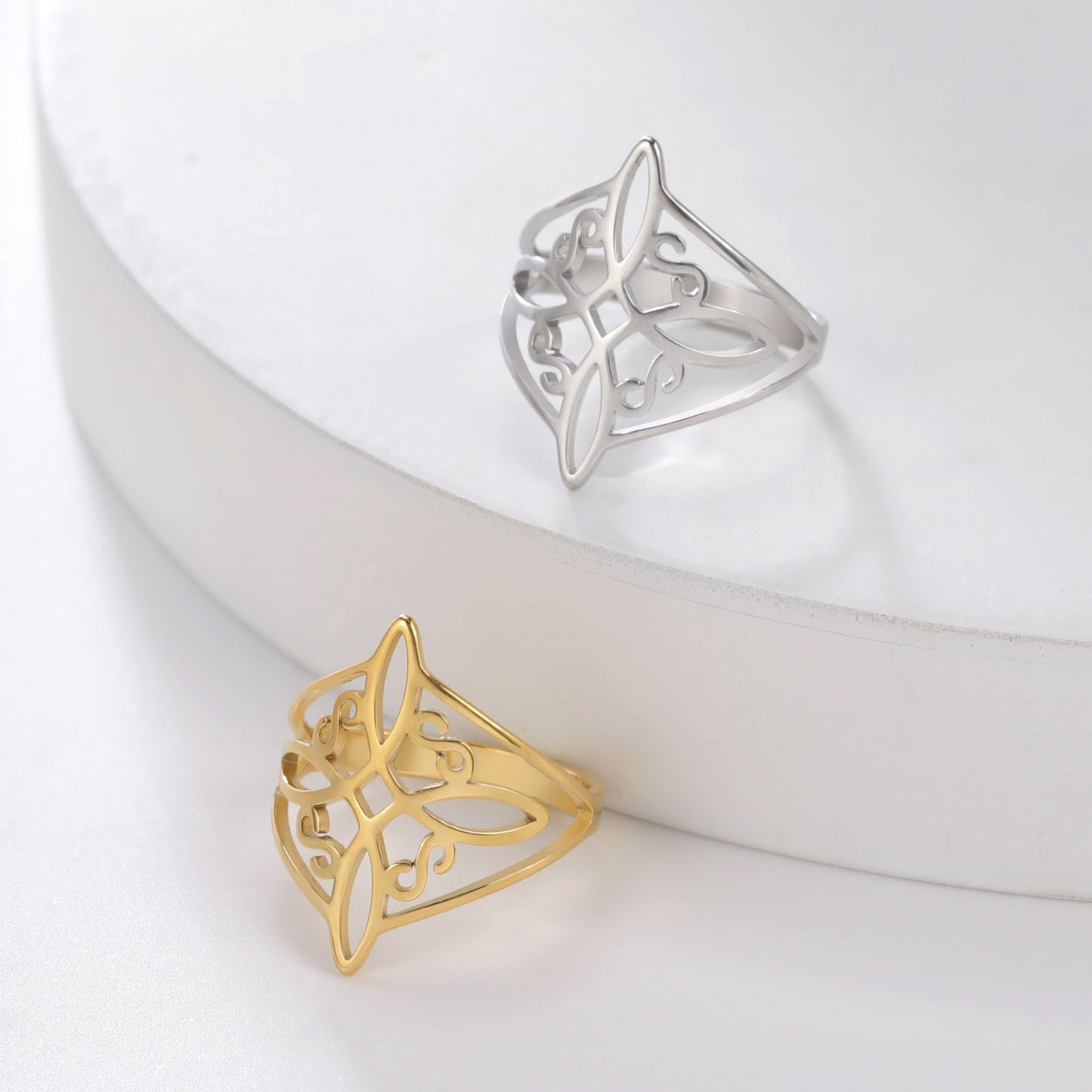 Stainless Steel Ring Square Design Pattern Ring Finish