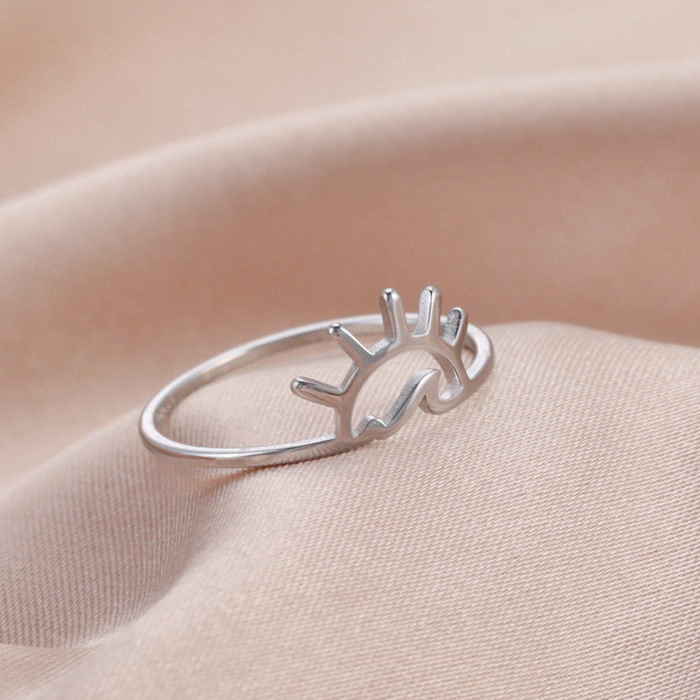 Stainless Steel Unisex Sun Design Ring Durable Closed Circle Band Jewelry For Women And Men Fashion Accessory Gift