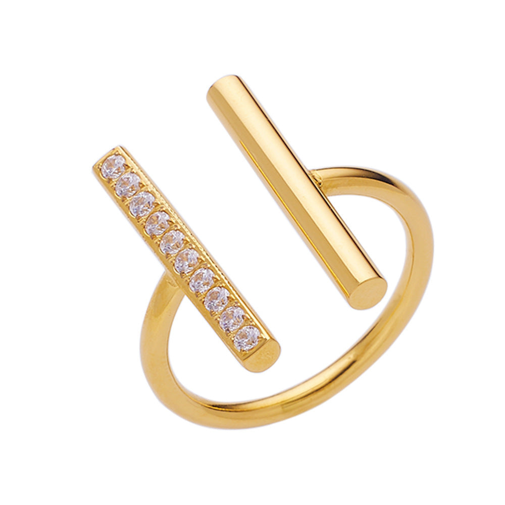 Womens Titanium Steel Stackable Rings with Micro Inlaid Zircon Geometric Round Design Jewelry For Everyday Use