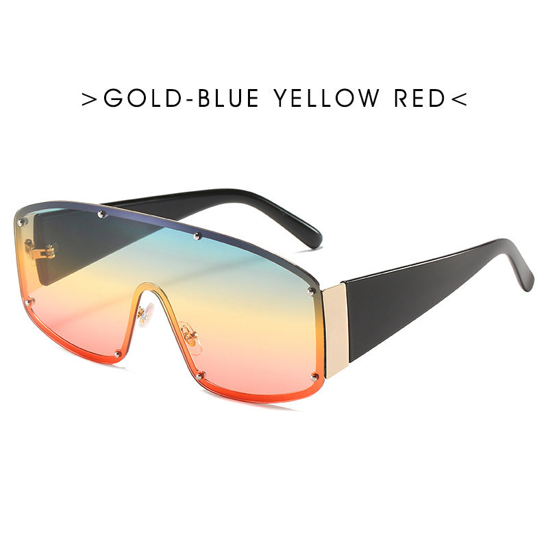 Mens Trendy Sunglasses Large Frame Glasses Single Piece Design With PC Lens Fashion Eyewear 80 Percent Visible