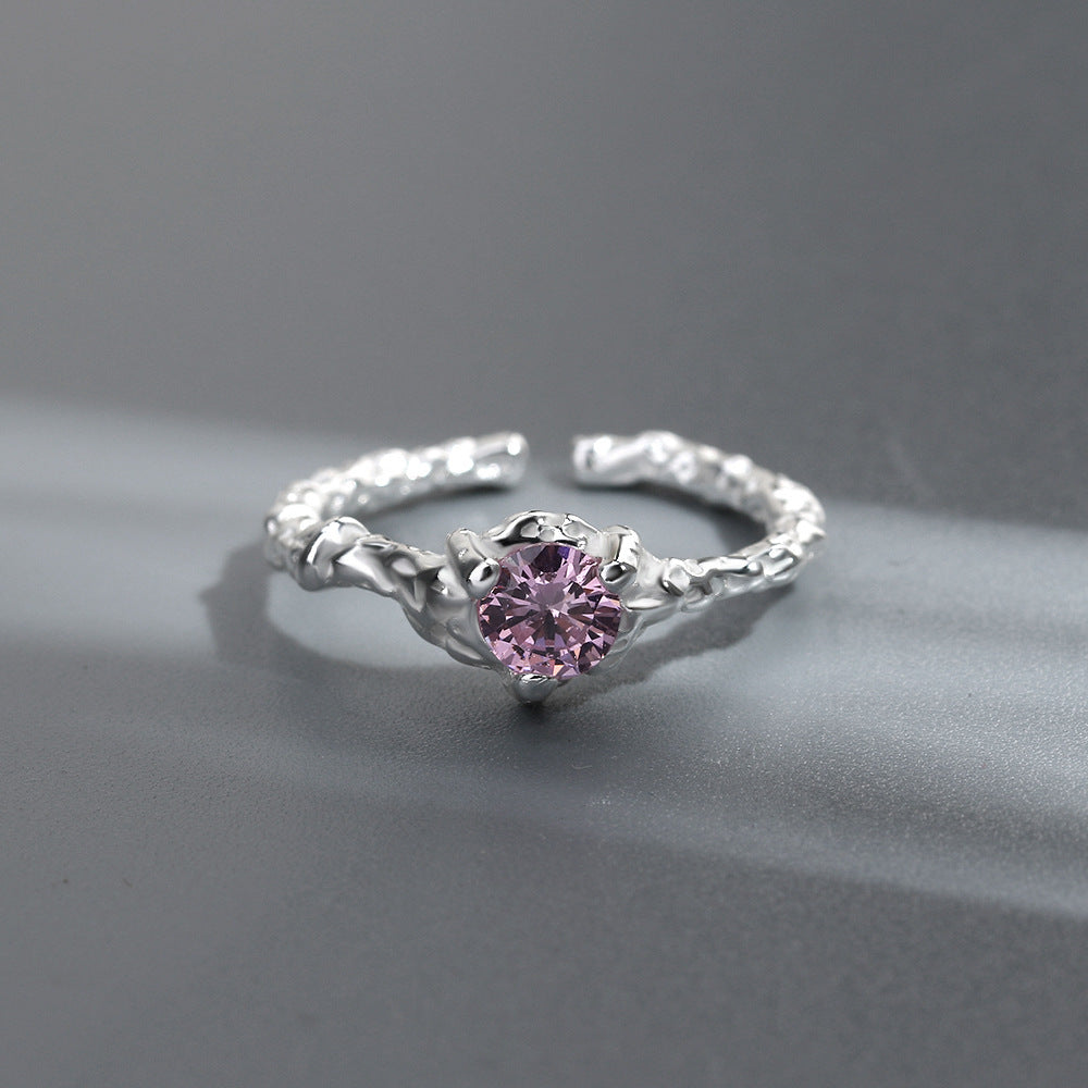 One Carat Zircon Crown Ring Copper Gold Plated Inlaid Gems Adjustable Sizes Women Fashion Ring Artificial Gems