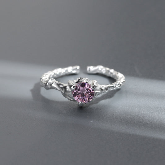 One Carat Zircon Crown Ring Copper Gold Plated Inlaid Gems Adjustable Sizes Women Fashion Ring Artificial Gems