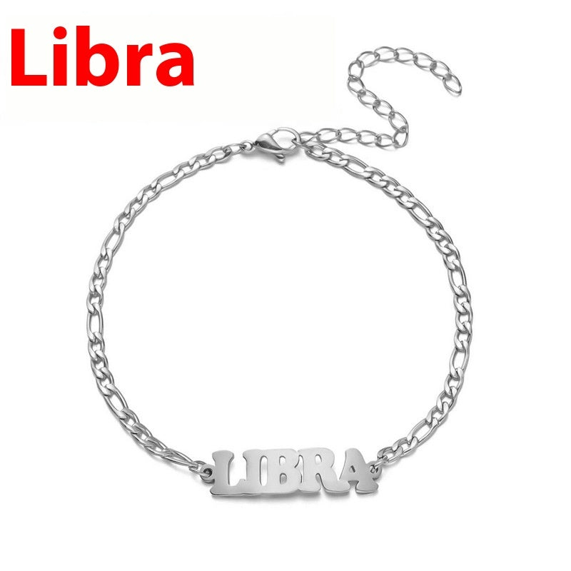 Unisex Stainless Steel Zodiac Bracelet Electroplated Gold Constellation Jewelry Gemini Sign For All Daily Wear