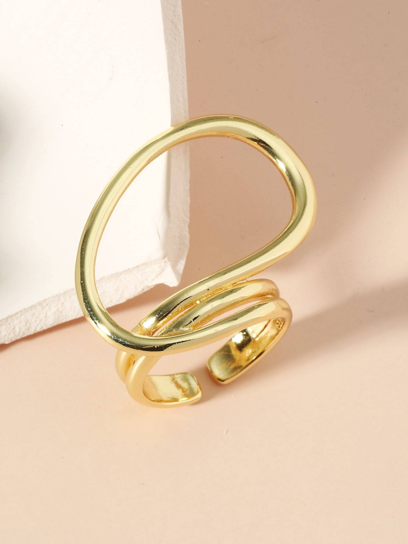Womens Adjustable Ring Irregular Fashion Statement Ring High Quality Alloy Gold Plated Jewelry Everyday Wear Accessory