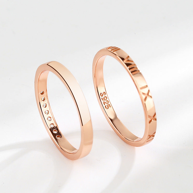 Simple Retro Ring for Men and Women Korean Version Rose Gold Band Fashion Jewelry Gift for Her and Him Anniversary Ring