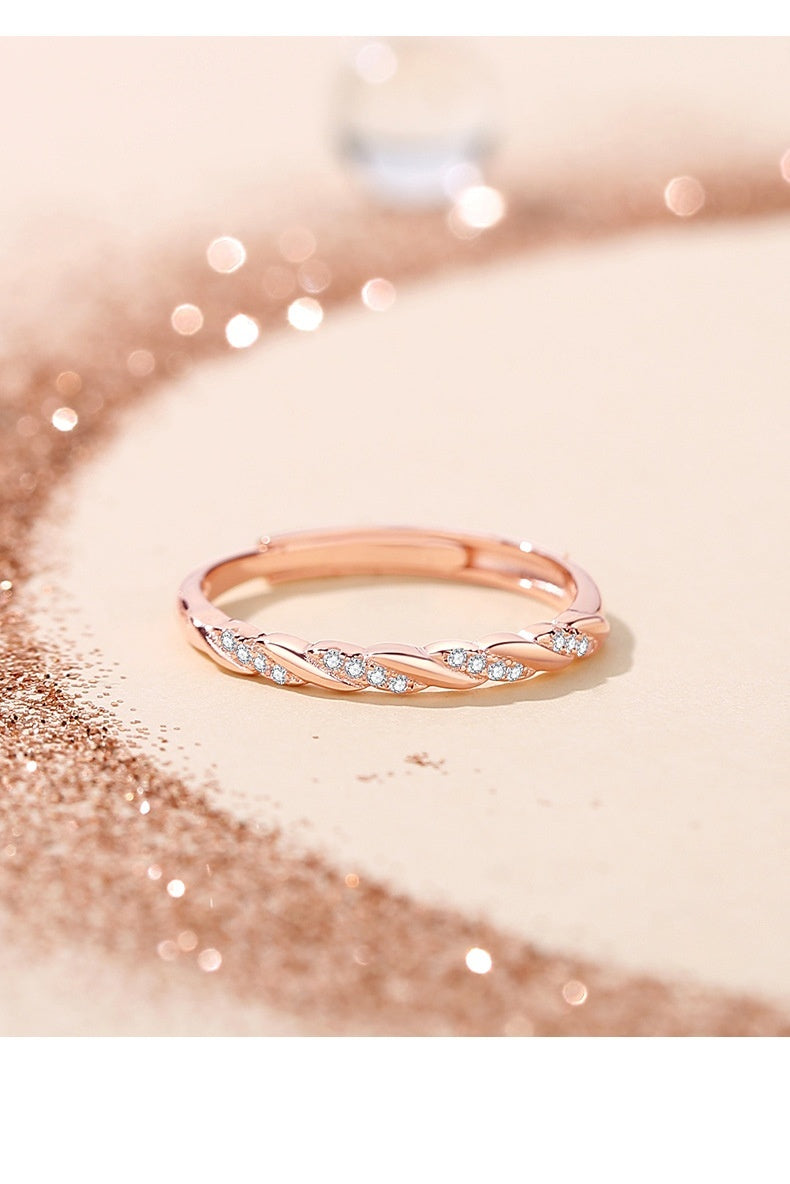 Womens Adjustable 925 Sterling Silver Ring With Olive Branch Geometry Woven Band Fashion Jewelry For Every Day