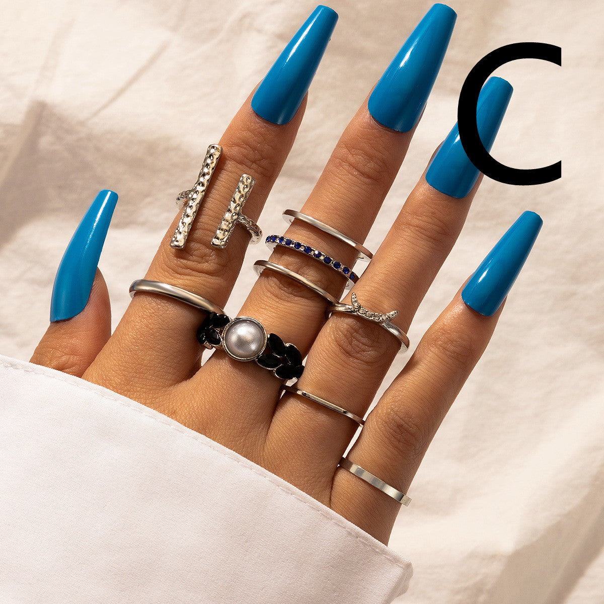 Geometric Copper Ring Set Fashion Plated Rings Ethnic Style Jewelry For Women Gift Trendy Jewelry Gift For Her