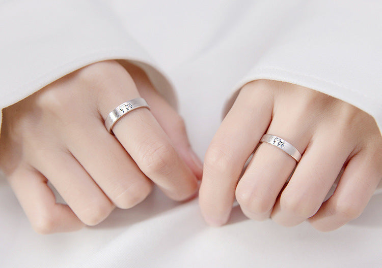 Adjustable Cat Design Couple Rings Set Matching Personalized Rings For Him And Her To Celebrate For Couple Joy