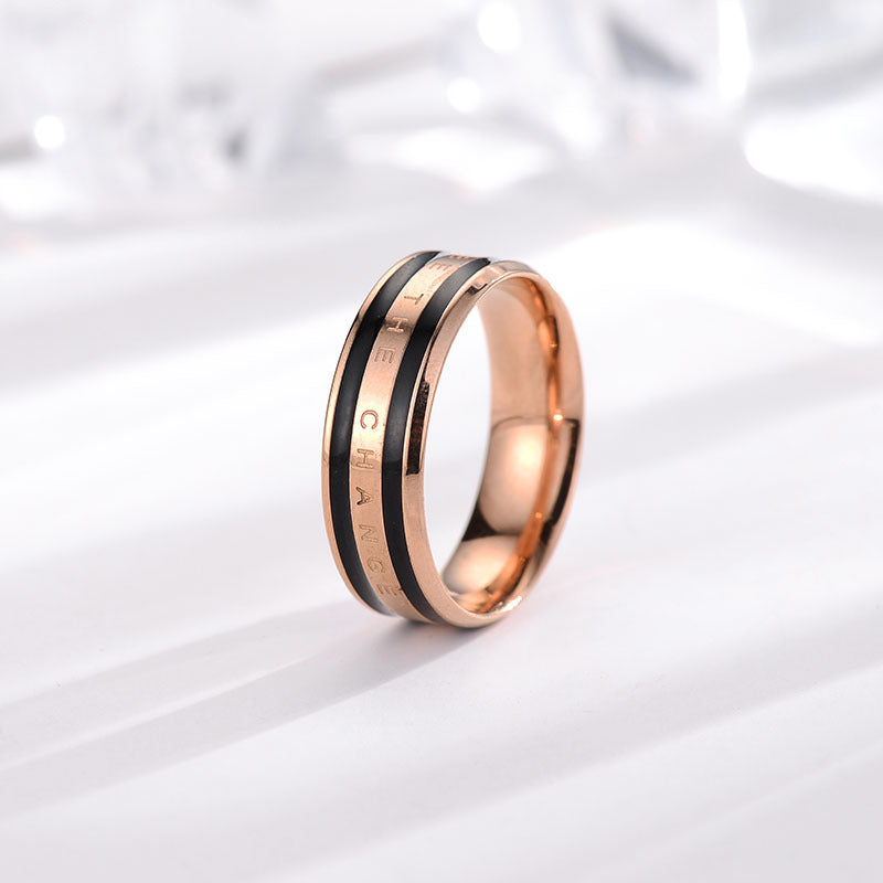 Rose Gold Ring Stainless Steel Geometric Ring Trendy Korean Style Individually Packed Gift Geometric DesignPlan