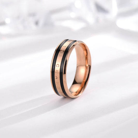 Rose Gold Ring Stainless Steel Geometric Ring Trendy Korean Style Individually Packed Gift Geometric DesignPlan