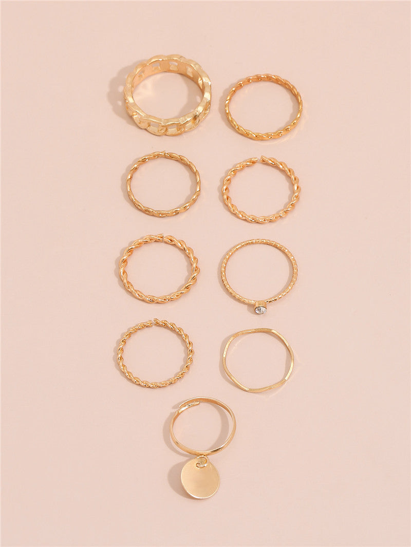 Vintage Geometry Ring Set Fashion Rings For Everyday Wear Zinc Alloy Rings AllmatchPersonalizedJewelry SetVintage Style