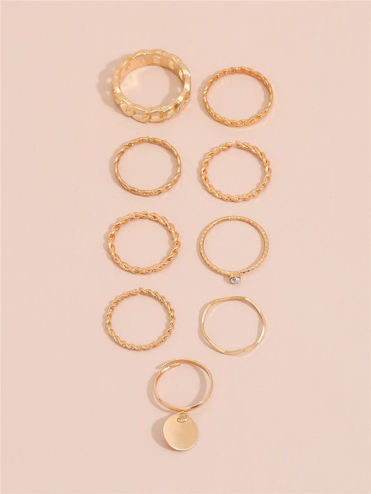 Vintage Geometry Ring Set Fashion Rings For Everyday Wear Zinc Alloy Rings AllmatchPersonalizedJewelry SetVintage Style