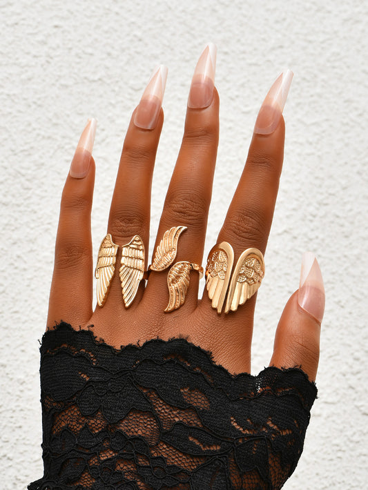Layered Snake Chain Ring With Rhinestones Geometric Jewelry