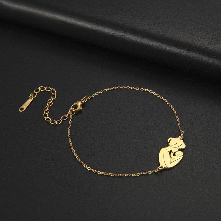 Womens Cartoon Titanium Steel Bracelet Polished Anti Fatigue Jewelry Gift For Mom And Daughter Cute Gift For Women