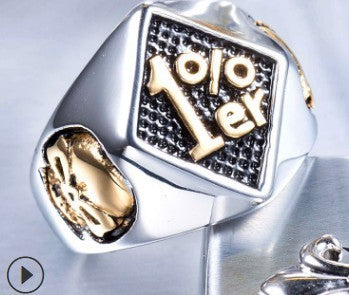 Stainless Steel Skull Ring Mens Motorcycle Style Fashion Plating Colour Gold Silver Ring Packing Product Image