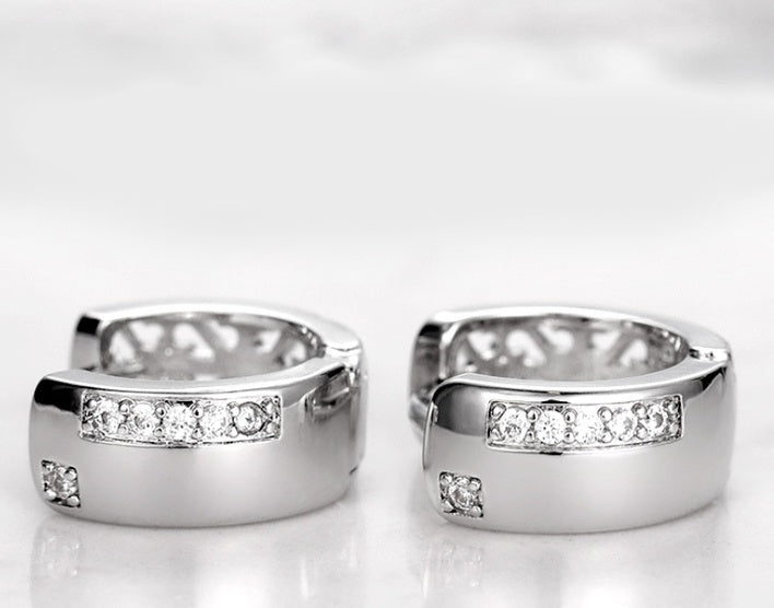 U Shaped Zircon Earrings Gold Plated Wedding Jewelry