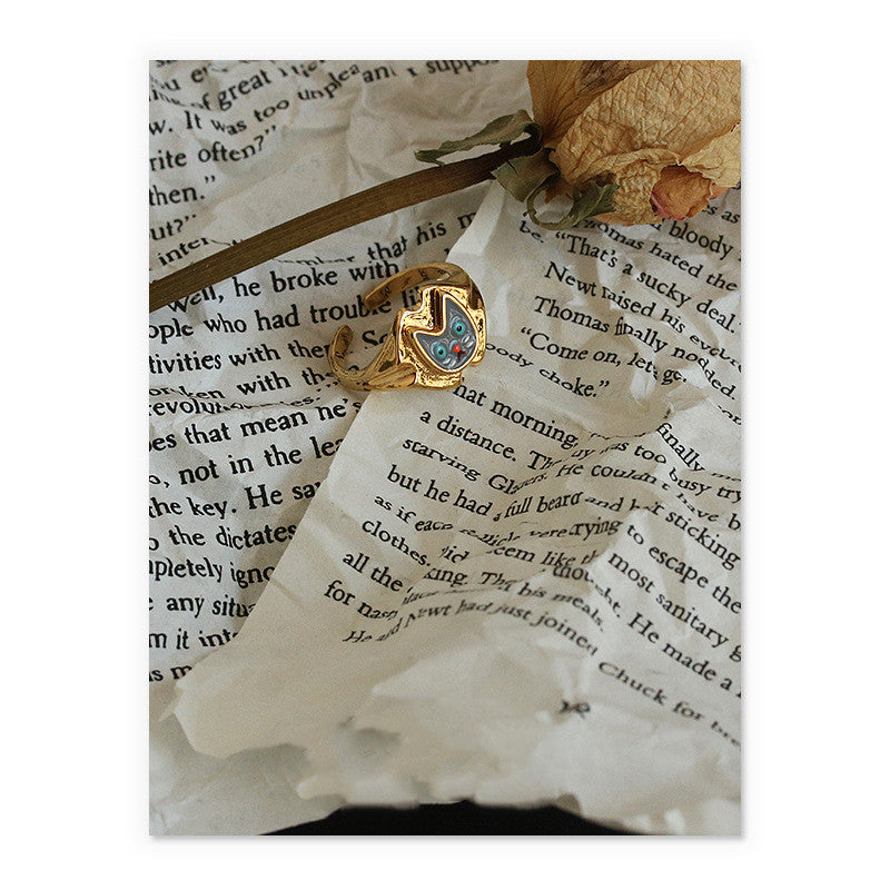 Womens Animal Zodiac Ring Brass Ring with Drip Oil Europe and America Ring Meow Bracelet All-match Ring Net Celebrity Ring Female Ring Jewelry