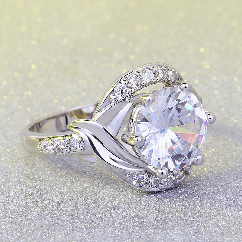 Mosaic Center Stone Ring Silver Brass Fashion Jewelry